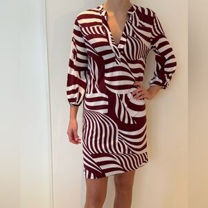 Banana Republic Burgundy and White Patterned Dress
